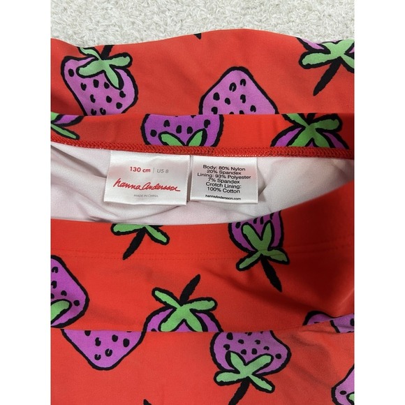 Hannah‎ Anderson Kids Bathing Suit Strawberry Print Ruffled Bottom Size 8 - Picture 4 of 10